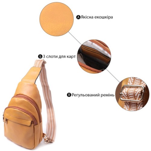 Сумка Vintage З отвором для навушників з екошкіри Жовта (22788)