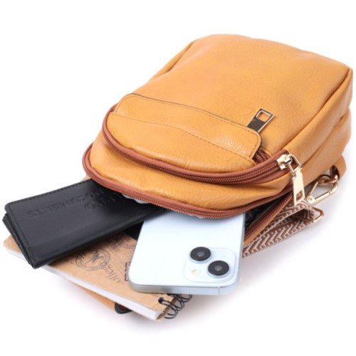 Сумка Vintage З отвором для навушників з екошкіри Жовта (22788)