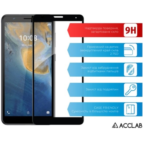 Скло захисне ACCLAB Full Glue ZTE Blade A31 Plus Black (1283126523083)