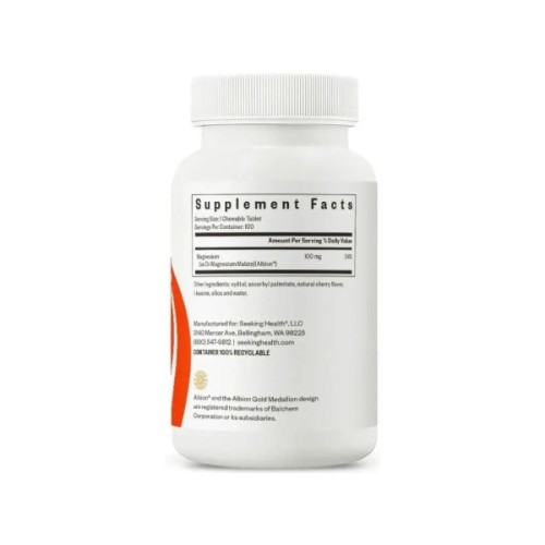 Вітамінно-мінеральний комплекс Seeking Health Магній малат, 100 мг, Magnesium Malate, 100 жувальних таблеток (SKH-52065)