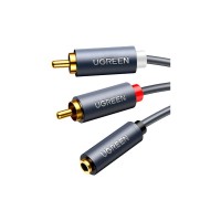 Кабель мультимедійний 3.5mm F to 2xRCA M 1.0m Black Ugreen (10588)