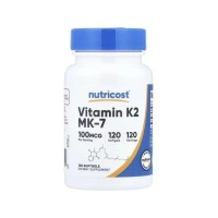 Вітамінно-мінеральний комплекс Nutricost Вітамін K2 у формі МК-7, 100 мкг, Vitamin K2 MK-7, 120 гелевих капсу (NCS57574)