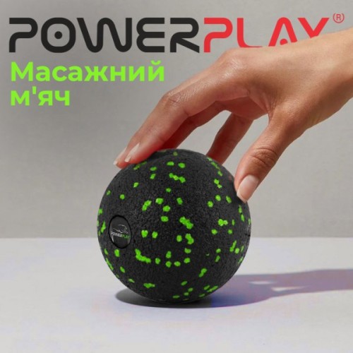 Масажний м'яч PowerPlay PP-4351 Epp Massage Ball (d10) Чорно/Зелений (PP-4351_Green_d10)