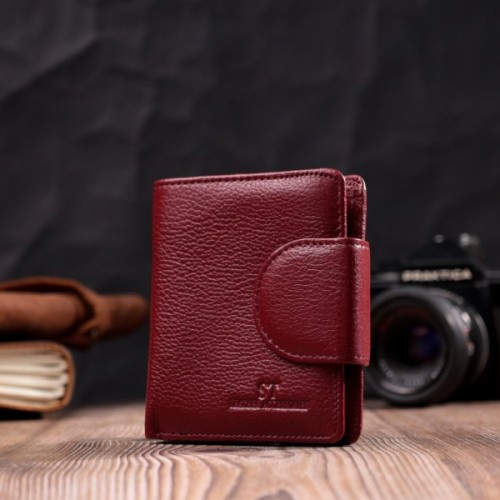 Гаманець ST Leather З натуральної шкіри Бордовий (22452)