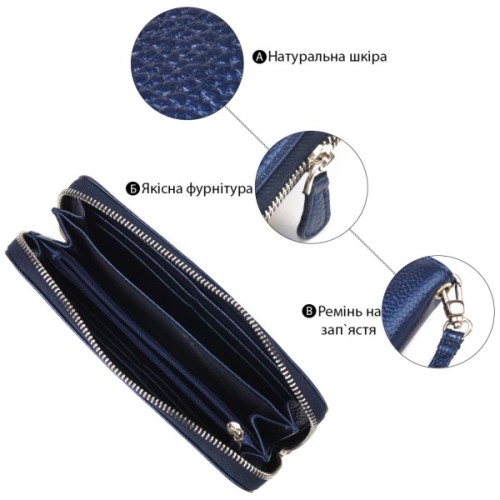 Гаманець Canpellini З натуральної шкіри флотар Синій (21616)