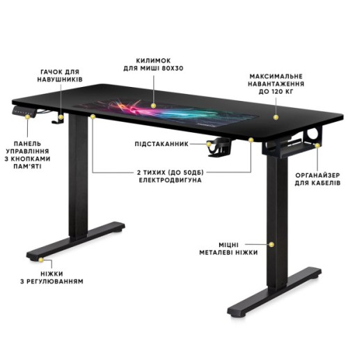 Комп'ютерний стіл Mealux PowerDesk Duo Black (EVO-242 Duo B/B)