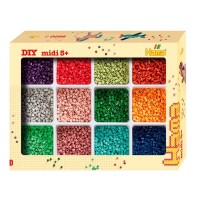 Набір для творчості Hama Midi Середній набір-сортер 9 600 шт намистин 12 кольорів, термомозаїка (HM-2096)