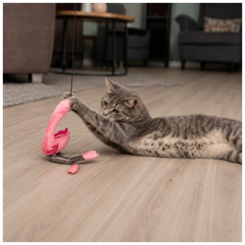 Іграшка для котів Trixie Вудочка з фламінго 42-106 см рожева (4011905532424)