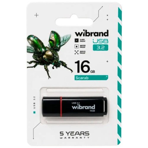 USB флеш накопичувач Wibrand 16GB Scarab Black USB 3.2 (WI3.2/SC16P11B)