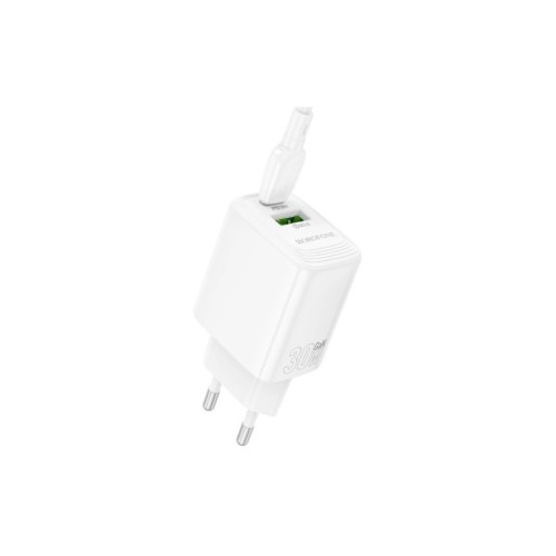 Зарядний пристрій BOROFONE BN29 Fuente 1xUSB-C PD30W + 1xUSB QC3.0 White (6941991120329)