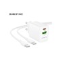 Зарядний пристрій BOROFONE BN29 Fuente 1xUSB-C PD30W + 1xUSB QC3.0 White (6941991120329)
