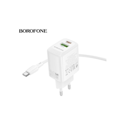 Зарядний пристрій BOROFONE BN29 Fuente 1xUSB-C PD30W + 1xUSB QC3.0 White (6941991120329)