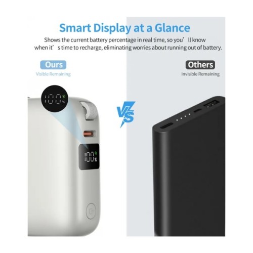 Батарея універсальна Choetech 10000mAh, 35W. PD/3.0, LED Display, buid-in type-C cabel, Silver (B832-SL)