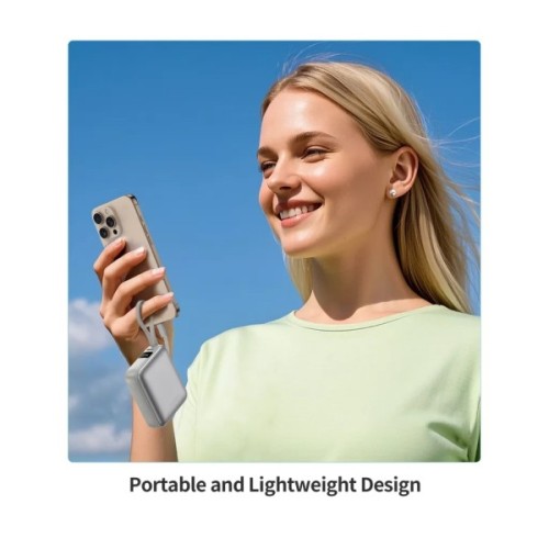 Батарея універсальна Choetech 10000mAh, 35W. PD/3.0, LED Display, buid-in type-C cabel, Silver (B832-SL)