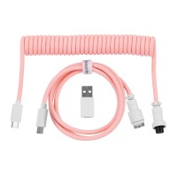 Дата кабель USB-C + USB A to USB-C 1.36m Coiled Aviator pink Keychron (CAB15_KEYCHRON)