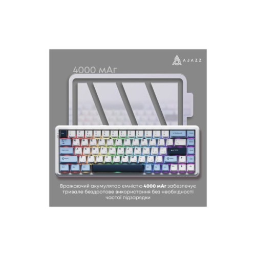 Клавіатура Ajazz AK680 MAX (8+8K) Magnetic Switch RGB Wireless/Bluetooth/USB White (AK680-M-BWD-A)