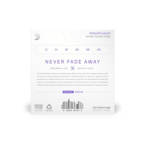 Струни для гітари D'Addario XS Coated Electric Guitar Strings Medium (11-49) (XSE1149)