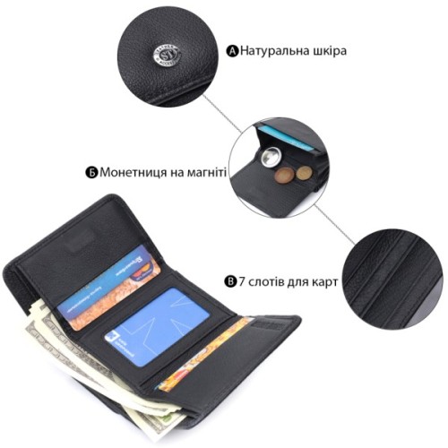 Гаманець ST Leather З натуральної шкіри Чорний (22722)