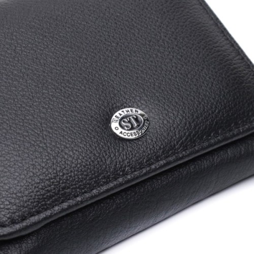 Гаманець ST Leather З натуральної шкіри Чорний (22722)