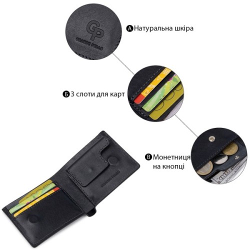 Портмоне Grande Pelle Шкіряне Синє (11552)