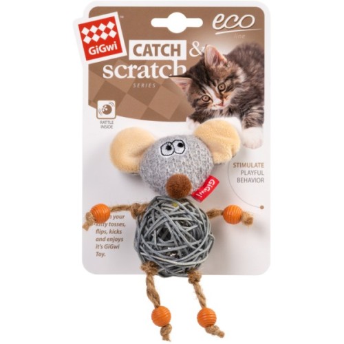 Іграшка для котів GiGwi Catch&Scratch Миша з дзвіночком 8 см (2300)