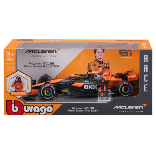 Масштабна модель автомобіля Bburago Автомодель з фігуркою - McLaren MCL38, 1:24 (18-28040)