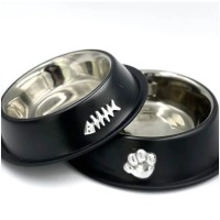 Універсальний посуд для тварин Lucky Star Миска нековзна з хромованим дном 11 см чорна (4821526200110)