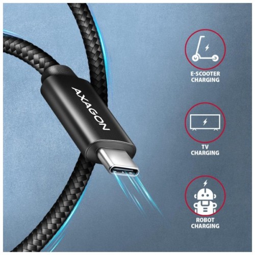 Дата кабель USB-C to USB-C 2.0m USB 2.0 PD 240W 5A black AXAGON (BUCM2-CM20AB)