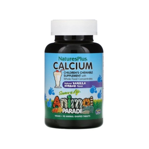 Мінерали Natures Plus Кальцій для Дітей, Смак Ванілі, Animal Parade, 90 жувальних (NAP-29996)