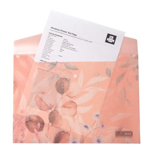 Папка - конверт Buromax А4 на кнопці, PEACH ARABESKI, напівпрозора, персикова (BM.3943-46)