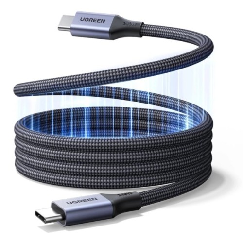 Дата кабель USB-C to USB-C 1.0m 240W 480Mbps braided black Ugreen (85973)