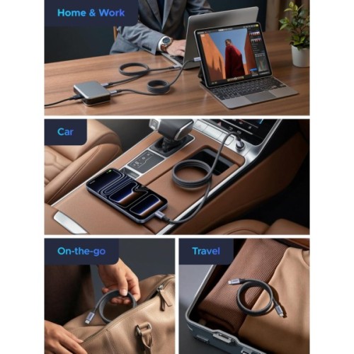 Дата кабель USB-C to USB-C 1.0m 240W 480Mbps braided black Ugreen (85973)