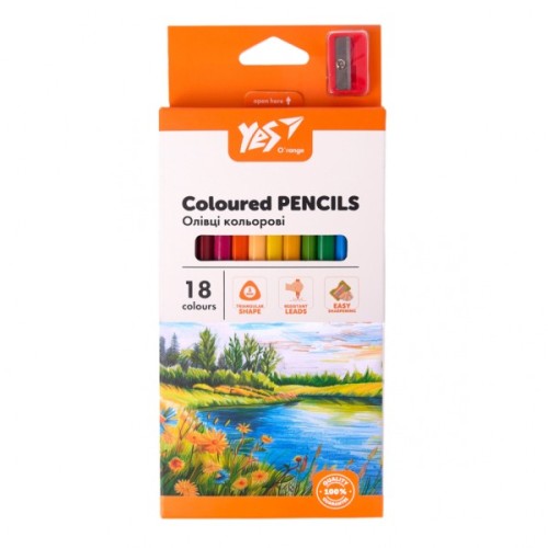 Олівці кольорові Yes Orange Line 18 кольорів з точилкою (290739)