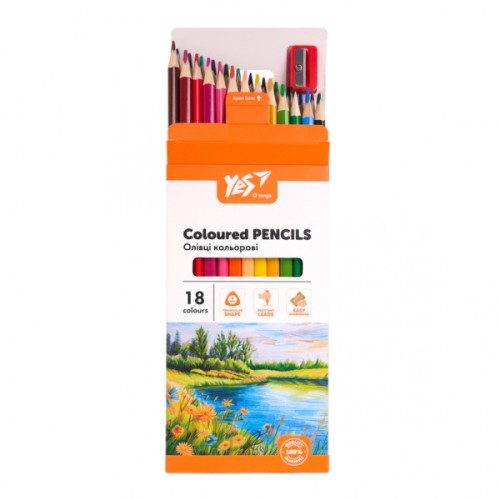 Олівці кольорові Yes Orange Line 18 кольорів з точилкою (290739)