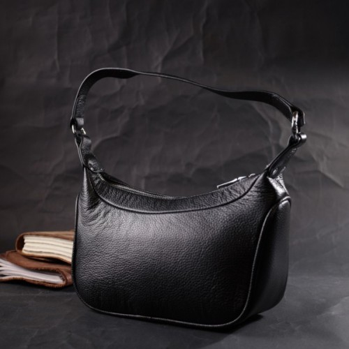 Сумка Vintage Жіноча Напівкруглий формат З однією ручкою Чорна (22411)