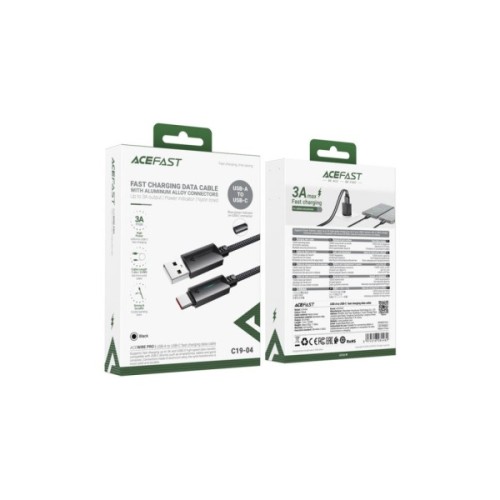 Дата кабель USB 2.0 AM to USB-C 1.2m 60W black Acefast (6974316284482)