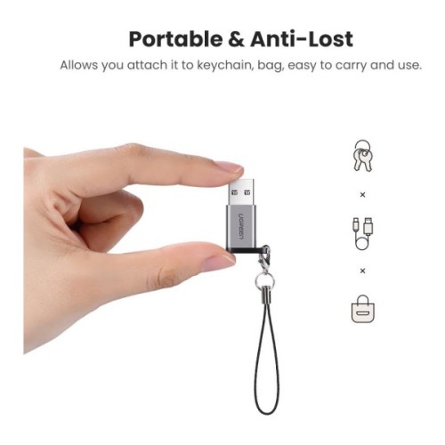 Перехідник USB 3.0 AM to USB-C F gray Ugreen (50533)