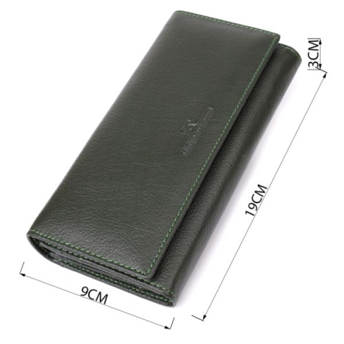 Гаманець ST Leather З натуральної шкіри Зелений (23066)