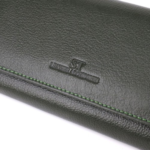 Гаманець ST Leather З натуральної шкіри Зелений (23066)