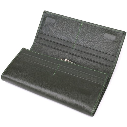 Гаманець ST Leather З натуральної шкіри Зелений (23066)