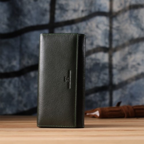 Гаманець ST Leather З натуральної шкіри Зелений (23066)