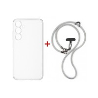Чохол до мобільного телефона Dengos Case + Cross-body Strap Samsung Galaxy S25 FE Clear+Grey (DG-KM-CCRB-26)
