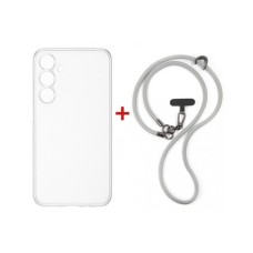 Чохол до мобільного телефона Dengos Case + Cross-body Strap Samsung Galaxy S25 FE Clear+Grey (DG-KM-CCRB-26)