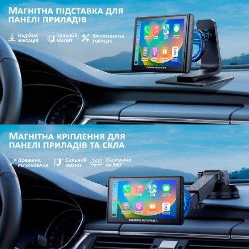 Автомобільний монітор Aspiring Auto Play 1, Magnet, CarPlay, Android auto