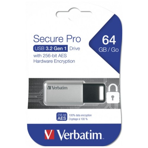 USB флеш накопичувач Verbatim 64GB Secure Pro with 256 AES USB 3.2 (98666)