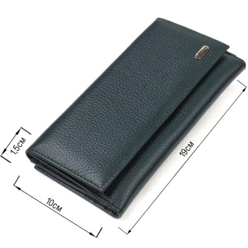 Портмоне Canpellini З натуральної шкіри флотар Зелене (21854)