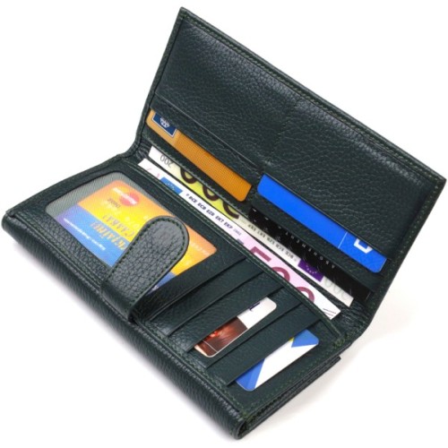 Портмоне Canpellini З натуральної шкіри флотар Зелене (21854)