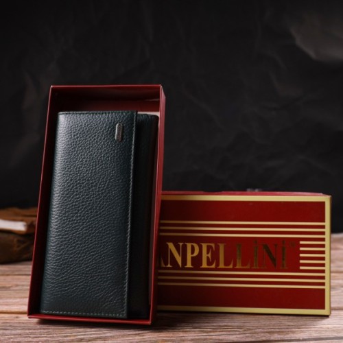 Портмоне Canpellini З натуральної шкіри флотар Зелене (21854)