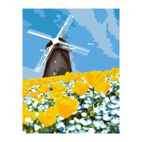 Картина по номерам Rosa Млин на тюльпановому полі 35 х 45 см (4823098541295)