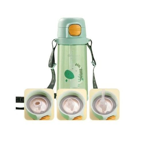 Пляшка для води Casno 690 мл KXN-1219 Зелена Зебра з соломинкою (KXN-1219_Green)